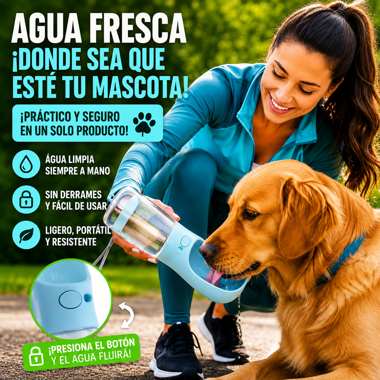 AquaPet Pro™ GARRAFA DE ÁGUA 2 EM 1